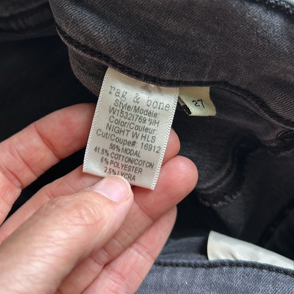 Rag & Bone High Rise Skinny Distressed Black Jeans Women's size 27 - Picture 6 of 9